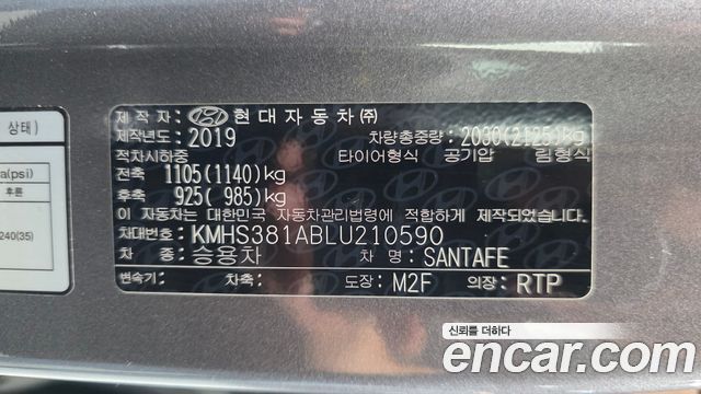 Hyundai Santa Fe (TM) Gasoline 2.0T 2WD Prestige 2020 — фото 27